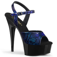 Load image into Gallery viewer, DELIGHT-609SP 6&quot; Royal Blue Snake Pat Pole Dancer Platforms