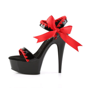 DELIGHT-615 Pleaser 6" Heel Black-Red Pole Dancing Platforms