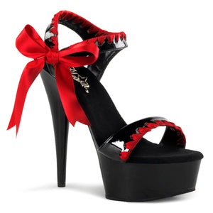 DELIGHT-615 Pleaser 6" Heel Black-Red Pole Dancing Platforms