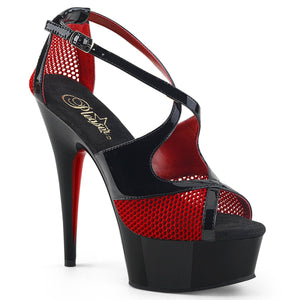 DELIGHT-652 6 Inch Heel Black and Red Pole Dancing Platforms