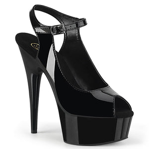 DELIGHT-655 6" Heel Black Patent Pole Dancing Platforms