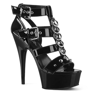 DELIGHT-658 6" Heel Black Patent Pole Dancing Platforms