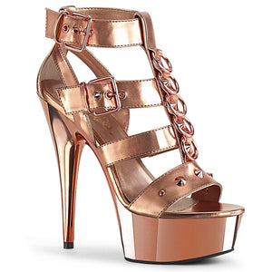 DELIGHT-658 6" Heel Rose Gold Metallic Pole Dancer Platforms