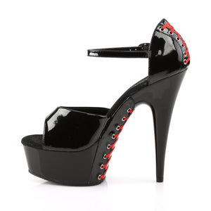 DELIGHT-660FH 6" Heel Black Patent (Red Lace) Strippers Shoe