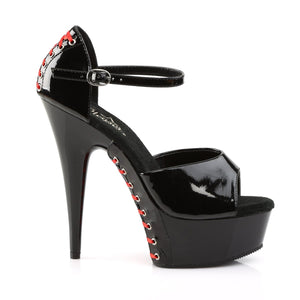 DELIGHT-660FH 6" Heel Black Patent (Red Lace) Strippers Shoe