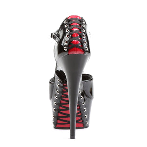 DELIGHT-660FH 6" Heel Black and Red Pole Dancing Platforms