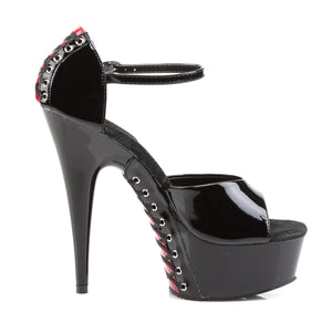 DELIGHT-660FH 6" Heel Black and Red Pole Dancing Platforms