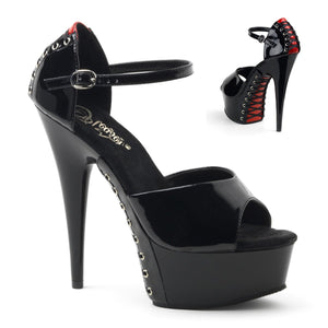 DELIGHT-660FH 6" Heel Black and Red Pole Dancing Platforms