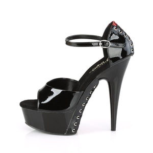 DELIGHT-660FHG 6" Heel Black-Red Glitter Pole Dancer Shoes