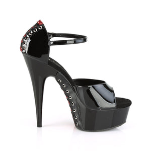 DELIGHT-660FHG 6" Heel Black-Red Glitter Pole Dancer Shoes