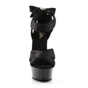 DELIGHT-668 6" Heel Black Satin Pole Dancing Platforms