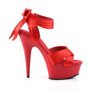 DELIGHT-668 Pleaser 6" Heel Red Satin Pole Dancing Platforms