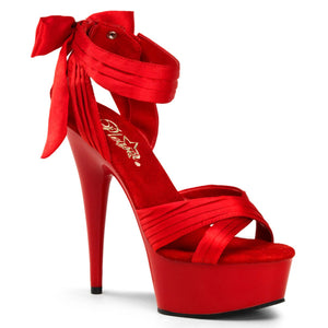 DELIGHT-668 Pleaser 6" Heel Red Satin Pole Dancing Platforms