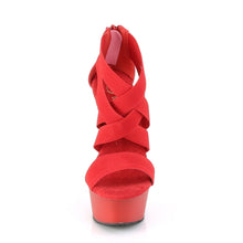 Load image into Gallery viewer, DELIGHT-669 6&quot; Heel Red Elastic Band Pole Dancing Platforms