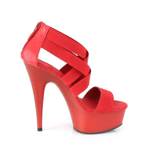 DELIGHT-669 6" Heel Red Elastic Band Pole Dancing Platforms