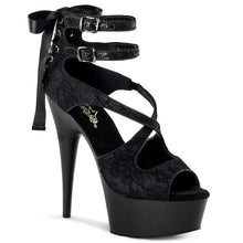 Load image into Gallery viewer, DELIGHT-678LC 6 Inch Heel Black Satin Pole Dancing Platforms