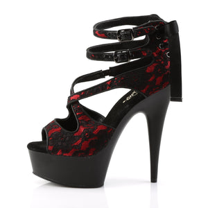 DELIGHT-678LC 6" Heel Red Satin Pole Dancing Platforms