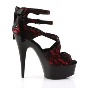 DELIGHT-678LC 6" Heel Red Satin Pole Dancing Platforms