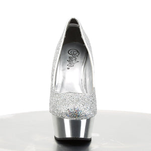 DELIGHT-685G 6" Heel Silver Glitter Pole Dancing Platforms