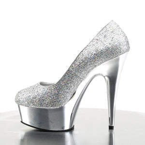 DELIGHT-685G 6" Heel Silver Glitter Pole Dancing Platforms