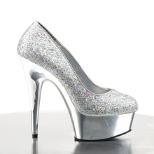 Load image into Gallery viewer, DELIGHT-685G 6&quot; Heel Silver Glitter Pole Dancing Platforms