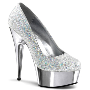 DELIGHT-685G 6" Heel Silver Glitter Pole Dancing Platforms