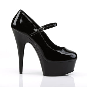 DELIGHT-687 6" Heel Black Patent Pole Dancing Platforms