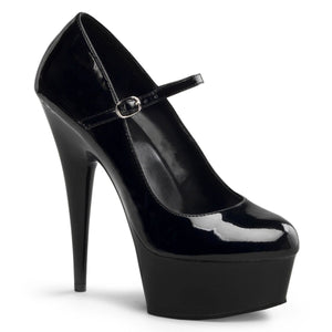 DELIGHT-687 6" Heel Black Patent Pole Dancing Platforms