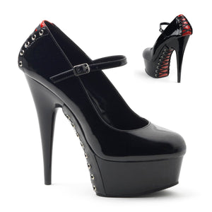 DELIGHT-687FH 6" Heel Black and Red Pole Dancing Platforms