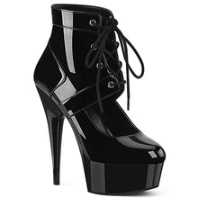 Load image into Gallery viewer, DELIGHT-688 6&quot; Heel Black Patent Pole Dancing Platforms