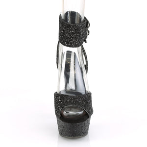 DELIGHT-691LG 6" Heel Black Glitter Pole Dancing Platforms