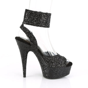 DELIGHT-691LG 6" Heel Black Glitter Pole Dancing Platforms