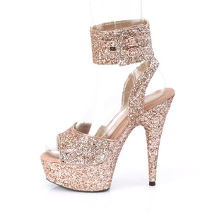 DELIGHT-691LG 6" Heel Rose Gold Glitter Pole Dancer Shoes