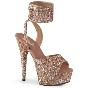 DELIGHT-691LG 6" Heel Rose Gold Glitter Pole Dancer Shoes