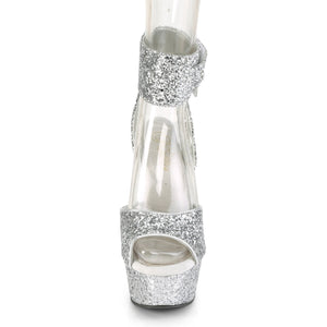 DELIGHT-691LG 6" Heel Silver Glitter Pole Dancing Platforms