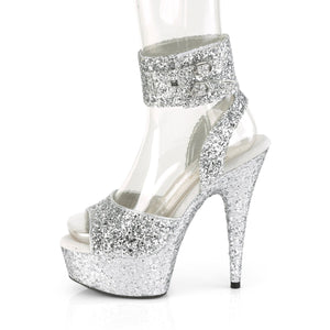 DELIGHT-691LG 6" Heel Silver Glitter Pole Dancing Platforms