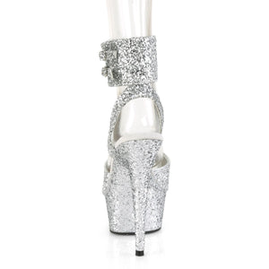 DELIGHT-691LG 6" Heel Silver Glitter Pole Dancing Platforms