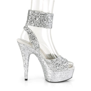 DELIGHT-691LG 6" Heel Silver Glitter Pole Dancing Platforms