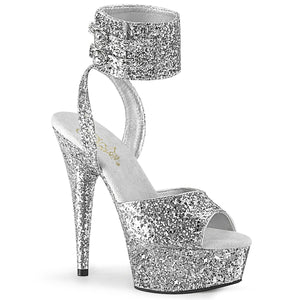 DELIGHT-691LG 6" Heel Silver Glitter Pole Dancing Platforms