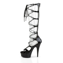 Load image into Gallery viewer, DELIGHT-698 6&quot; Heel Black Patent Pole Dancing Platforms