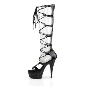 DELIGHT-698 6" Heel Black Patent Pole Dancing Platforms