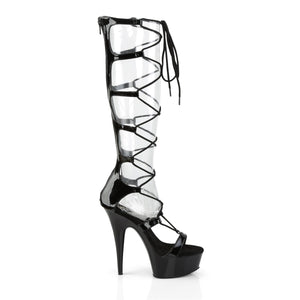 DELIGHT-698 6" Heel Black Patent Pole Dancing Platforms