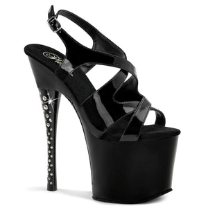 DIAMOND-730 7" Heel Black Patent Pole Dancing Platforms