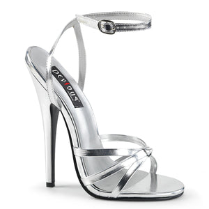 DOMINA-108 Devious Fetish Footwear 6 Inch Heel Silver Shoes