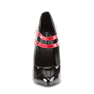 DOMINA-442 Devious Fetish Shoes 6" Heel Black and Red Shoes