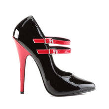 Load image into Gallery viewer, DOMINA-442 Devious Fetish Shoes 6&quot; Heel Black and Red Shoes