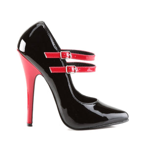 DOMINA-442 Devious Fetish Shoes 6" Heel Black and Red Shoes