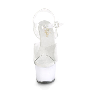 ECHOLITE-708 7" Heel Clear White Glow Pole Dancer Platforms