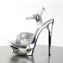 Load image into Gallery viewer, ECLIPSE-619G 6.5&quot; Heel Silver Glitter Pole Dancing Platforms