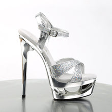 Load image into Gallery viewer, ECLIPSE-619G 6.5&quot; Heel Silver Glitter Pole Dancing Platforms